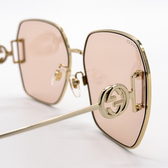 NEW GUCCI GG1207SA 001 SUNGLASSES WOMEN GOLD/PINK EYEWEAR - Picture 8 of 13